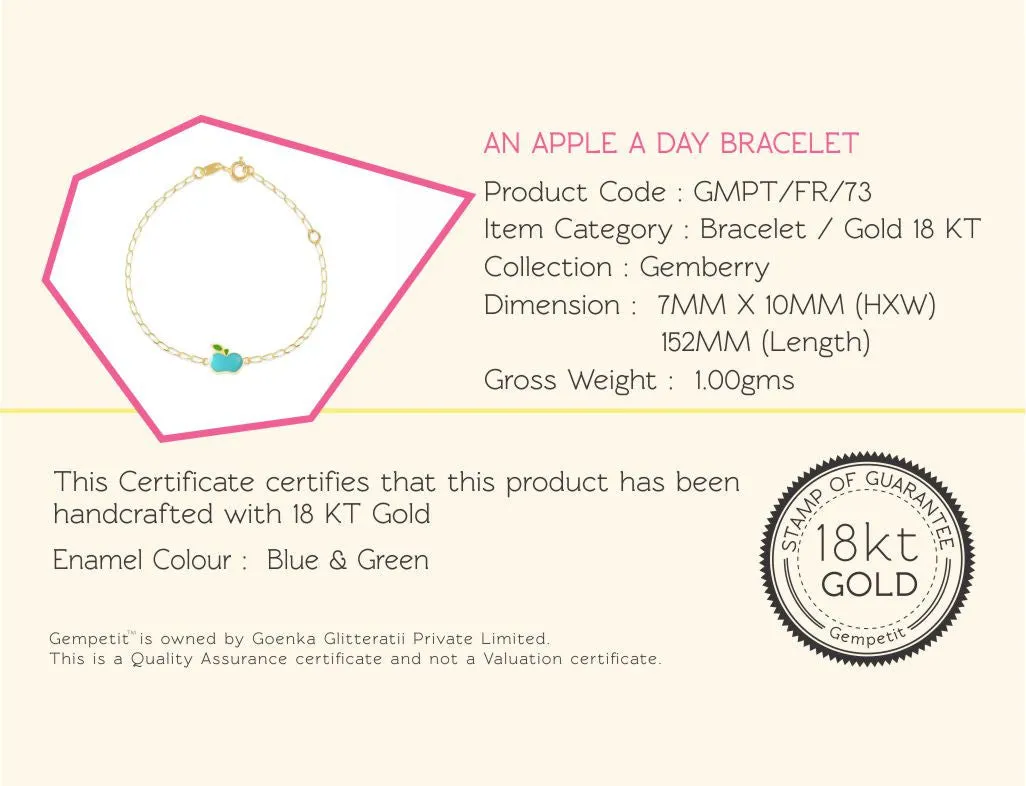 18K Gold An Apple A Day Bracelet <br> Gemberry Collection