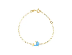 18K Gold Blue Dolphin Bracelet <br> Pugs & Paws Collection