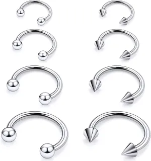 20G 18G 16G 14G 12G ASTM F136 Titanium Horseshoe Septum Nose Ring Piercing Jewelry Circular Barbell Helix Snug Tragus Rook Daith Cartilage Earring Lip Ring Hoop Piercing Jewelry for Women Men