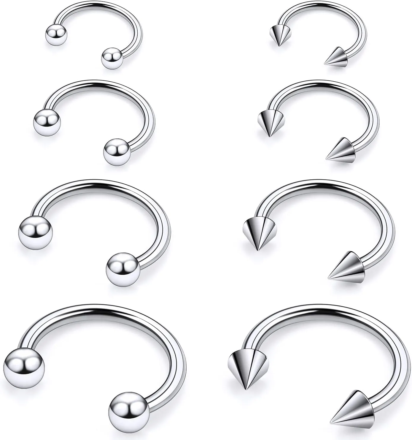20G 18G 16G 14G 12G ASTM F136 Titanium Horseshoe Septum Nose Ring Piercing Jewelry Circular Barbell Helix Snug Tragus Rook Daith Cartilage Earring Lip Ring Hoop Piercing Jewelry for Women Men