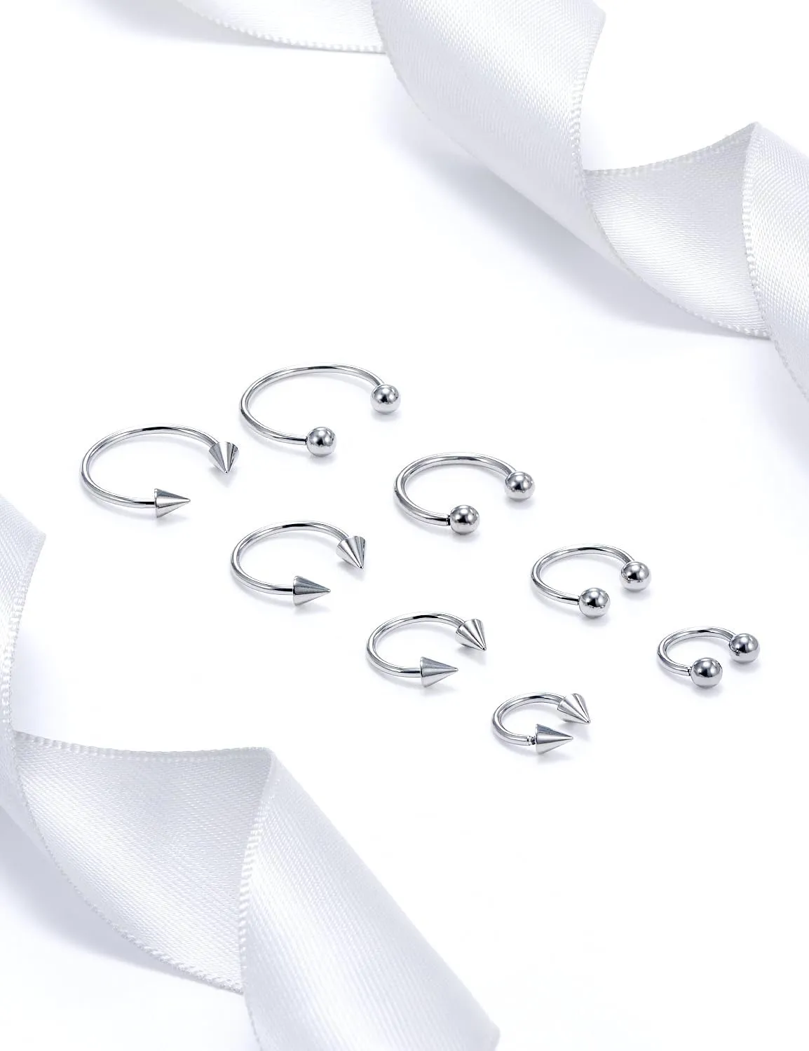 20G 18G 16G 14G 12G ASTM F136 Titanium Horseshoe Septum Nose Ring Piercing Jewelry Circular Barbell Helix Snug Tragus Rook Daith Cartilage Earring Lip Ring Hoop Piercing Jewelry for Women Men