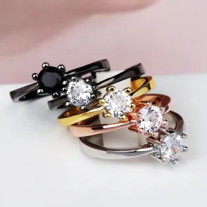 925 Silver Dainty Pink Six Claws Oval Crystal Ring for Women Simple Style Engagement Ring Love Ring Ladys Fashion Wedding Rings