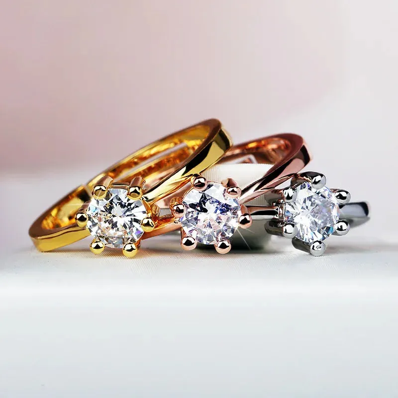925 Silver Dainty Pink Six Claws Oval Crystal Ring for Women Simple Style Engagement Ring Love Ring Ladys Fashion Wedding Rings