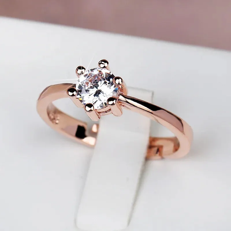 925 Silver Dainty Pink Six Claws Oval Crystal Ring for Women Simple Style Engagement Ring Love Ring Ladys Fashion Wedding Rings