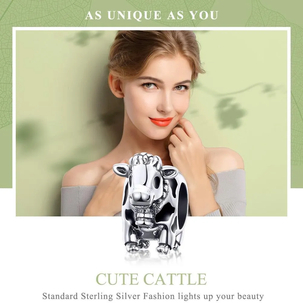 925 Sterling Silver Cow Beaded Bracelet Accessory