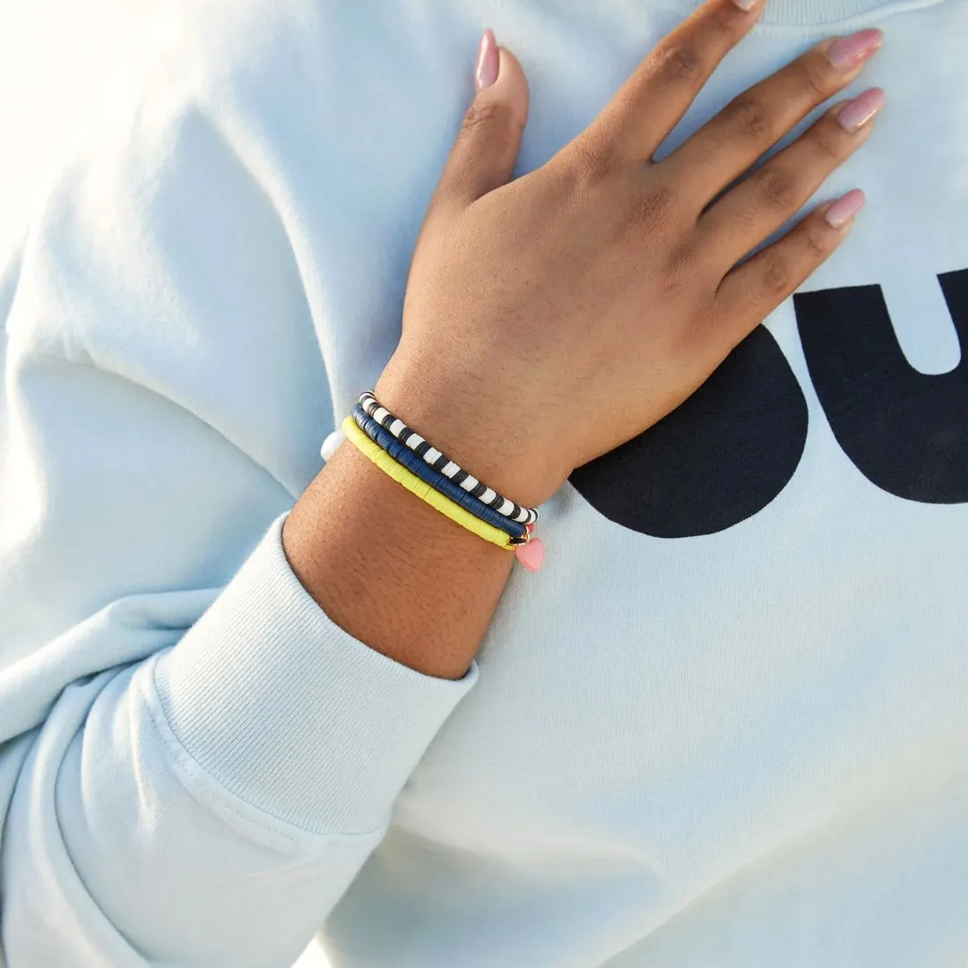Beaded Disc Stretch Bracelet (Ciao Black   Cream)