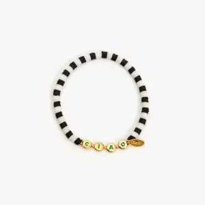Beaded Disc Stretch Bracelet (Ciao Black   Cream)