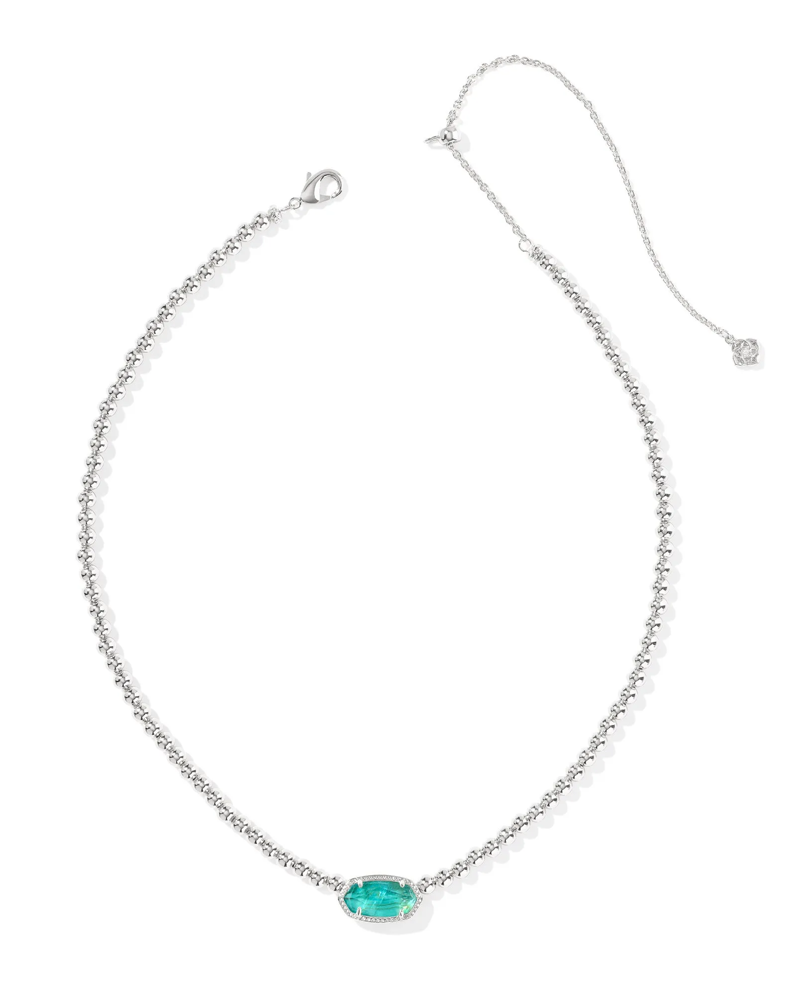 Beaded Elisa Necklace Silver Aqua Illusion