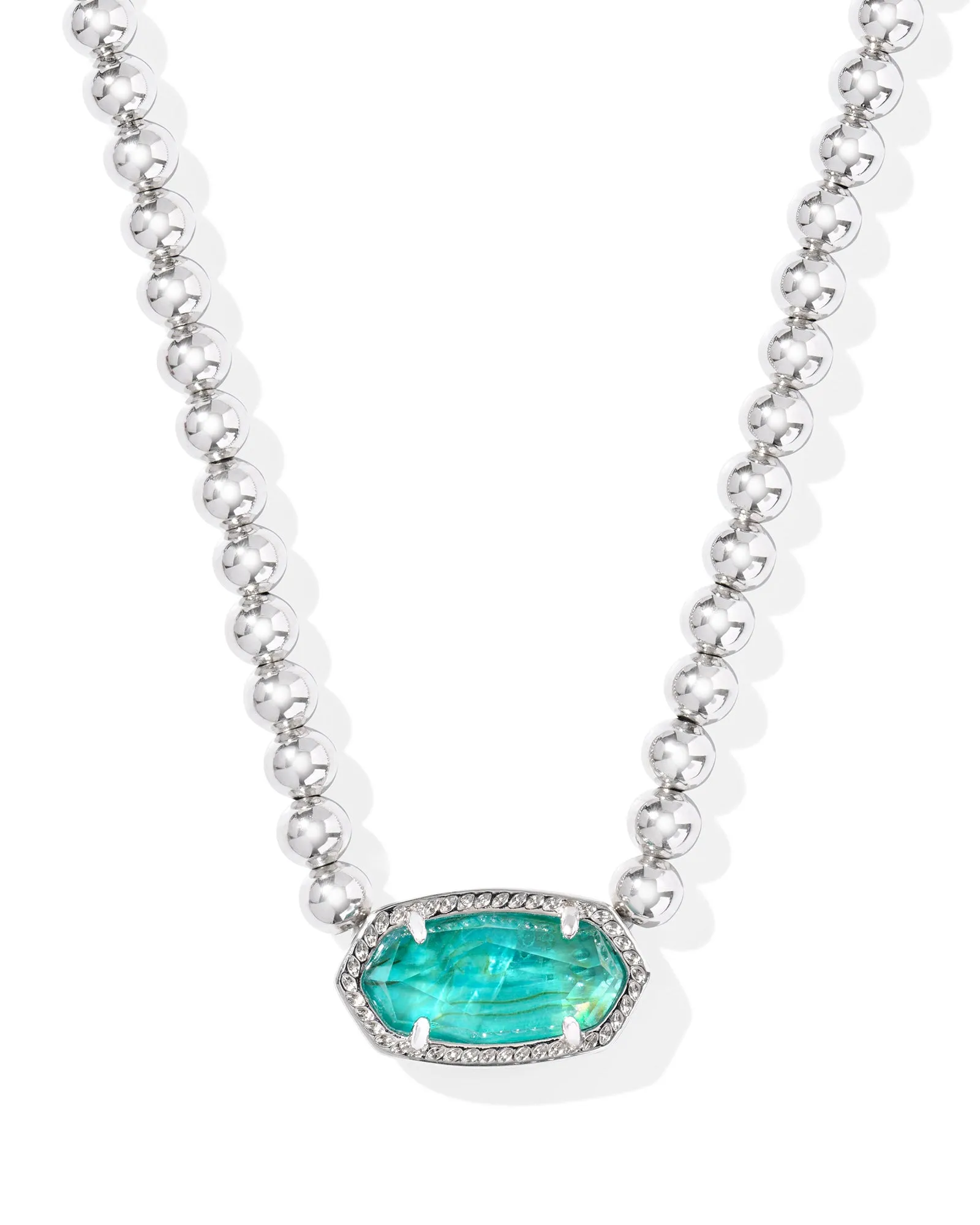 Beaded Elisa Necklace Silver Aqua Illusion