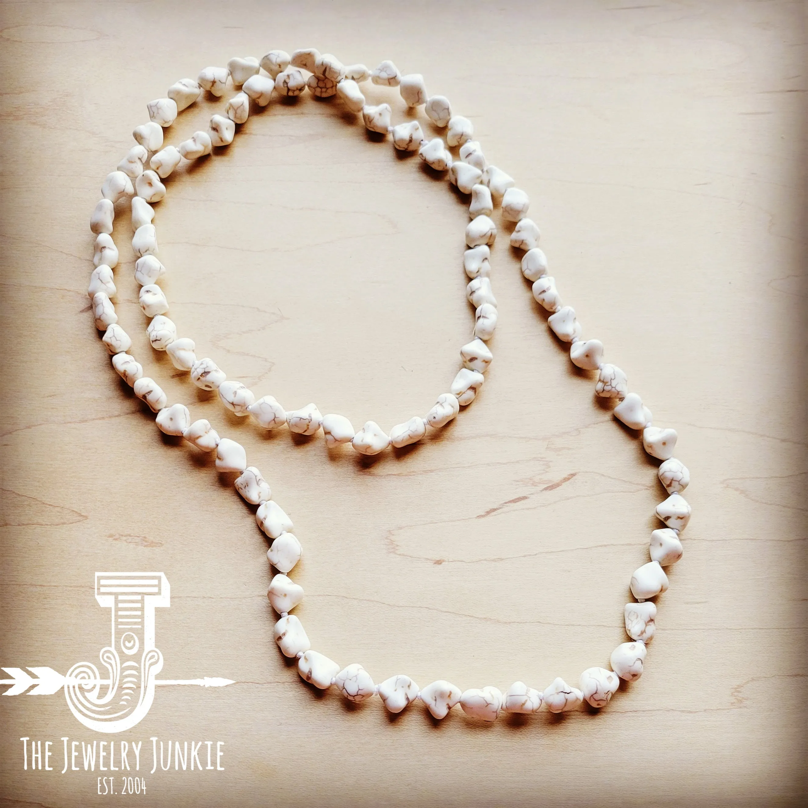 Boho Beaded Layering Necklace in White Turquoise 254q