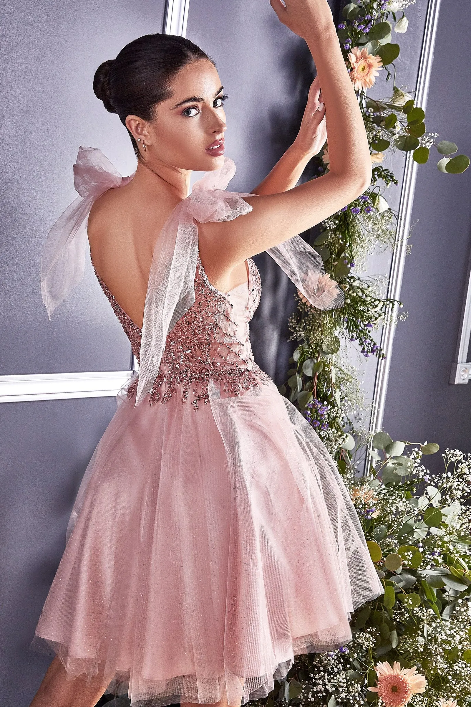 CD0174 A-LINE SHORT TULLE DRESS