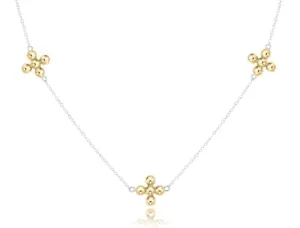 Choker Simplicity Chain Sterling Mixed Metal - Classic Beaded Signature Cross Gold