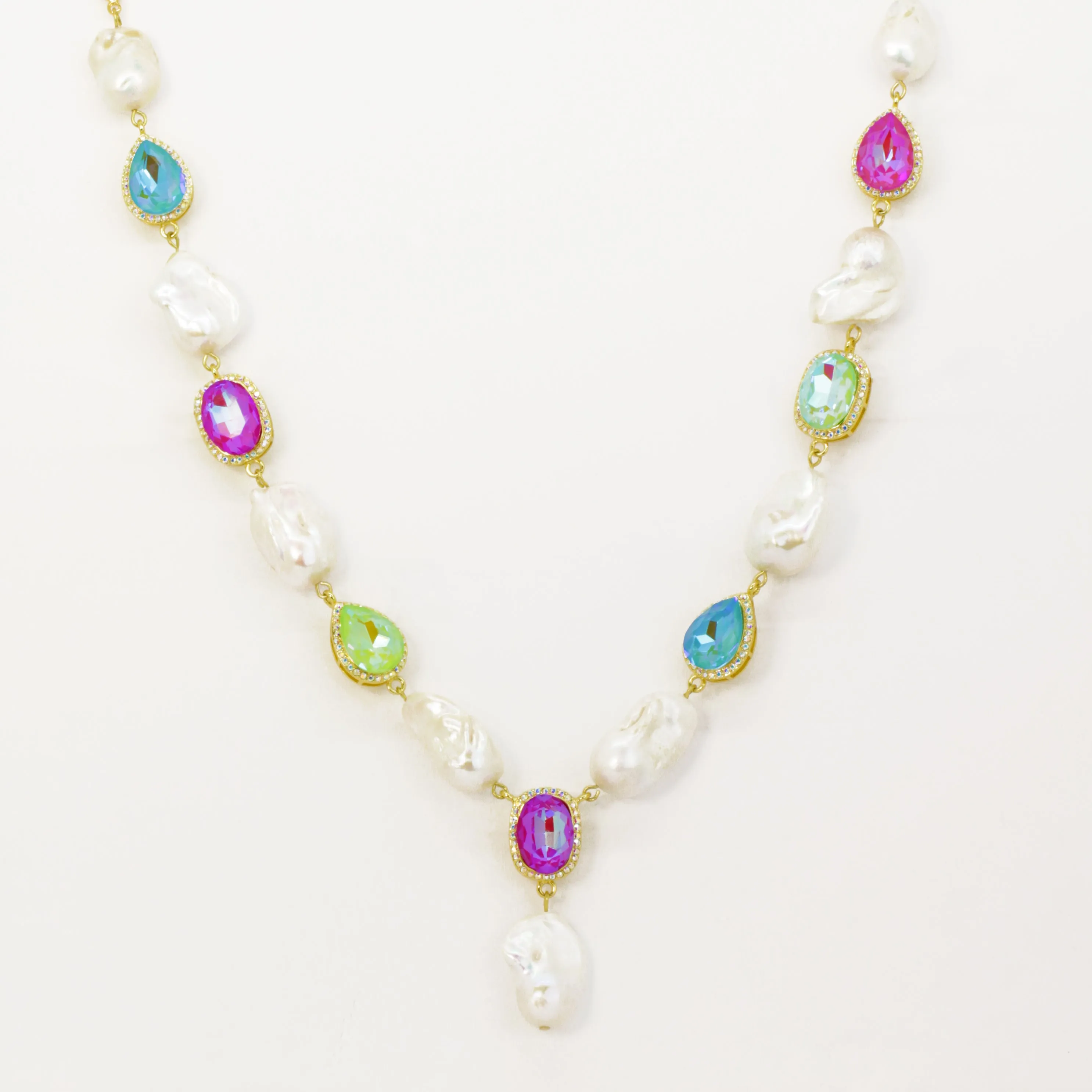 Crystal and Baroque Pearl Necklace