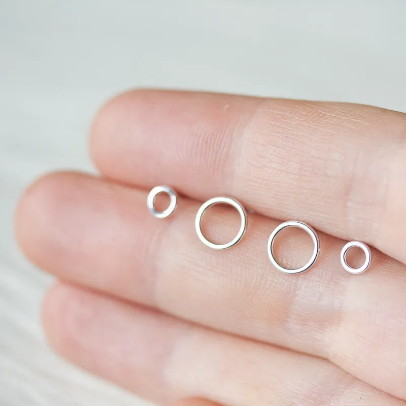 Double Piercing Earring Set, Tiny Circle Earrings