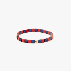 Glass Beaded Stretch Bracelet (Navy   Poppy)