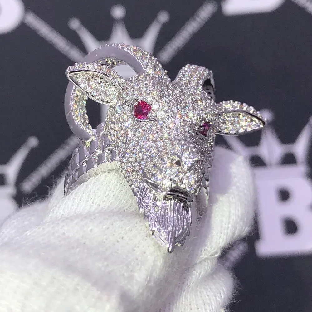 GOAT Iced Out Hip Hop Bling Ring
