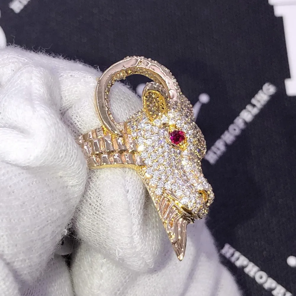 GOAT Iced Out Hip Hop Bling Ring