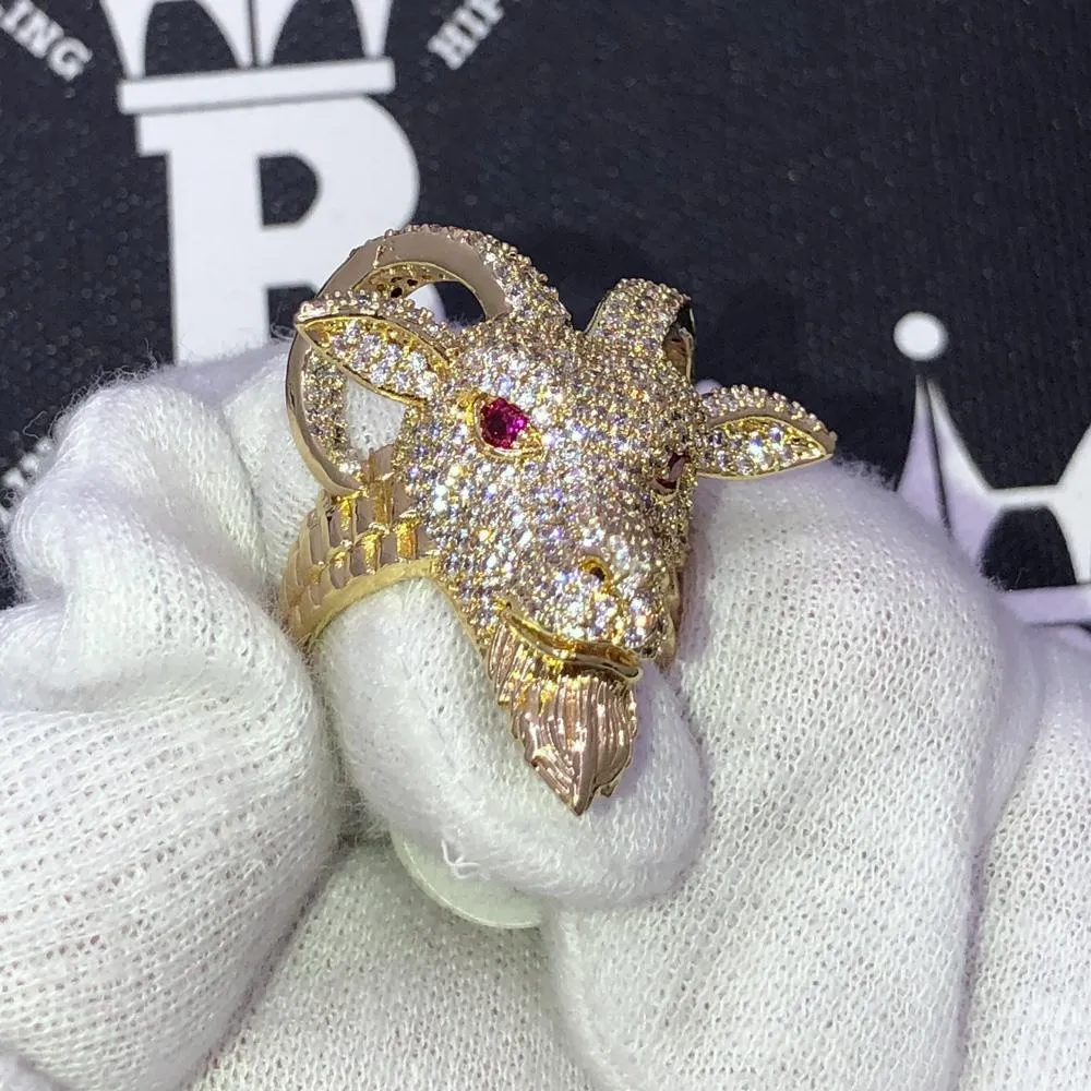 GOAT Iced Out Hip Hop Bling Ring