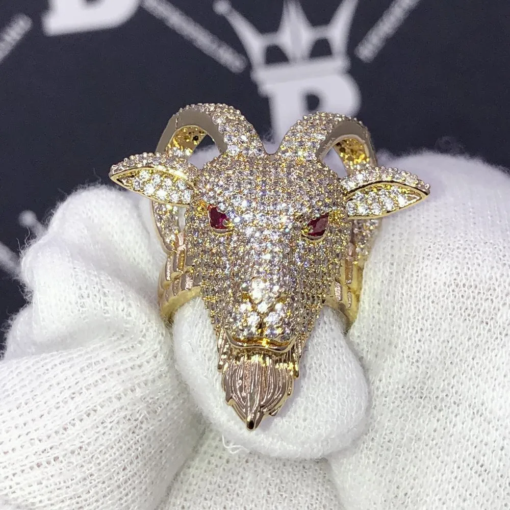 GOAT Iced Out Hip Hop Bling Ring