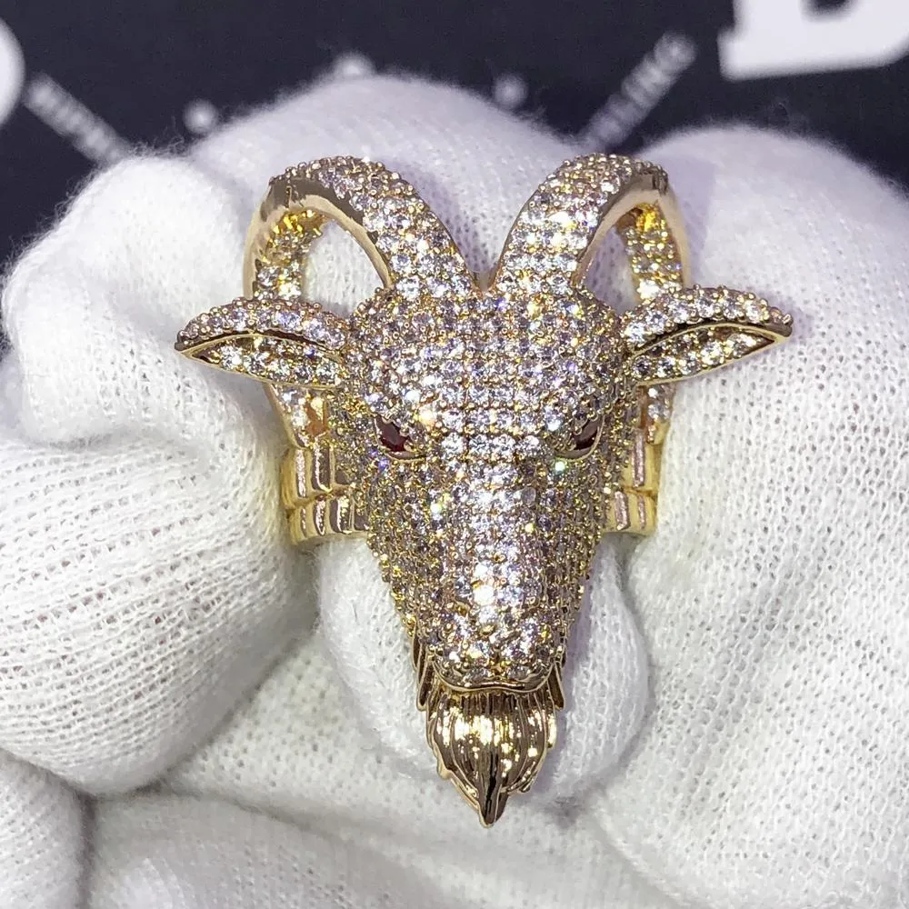 GOAT Iced Out Hip Hop Bling Ring