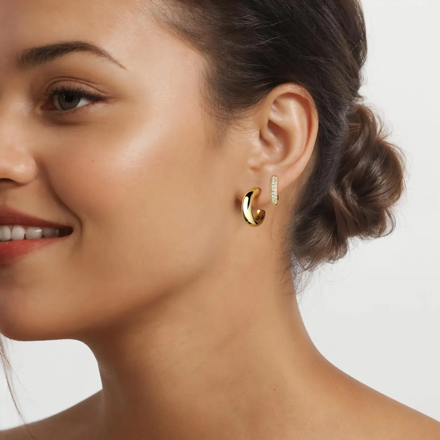 Gold Hoop Earring Set - Trendy Double Hoop Earrings, Hypoallergenic Cartilage Hoops
