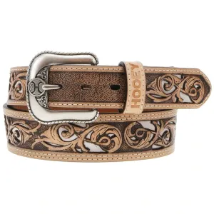 Hooey Top Notch Tooled Ivory Inlay Belt