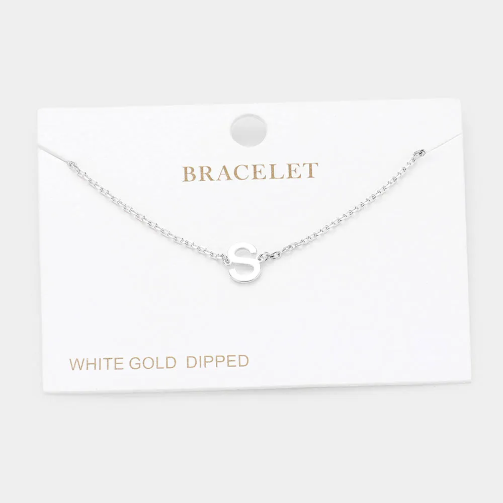 iLLASPARKZ -S- White Gold Dipped Metal Monogram Charm Bracelet