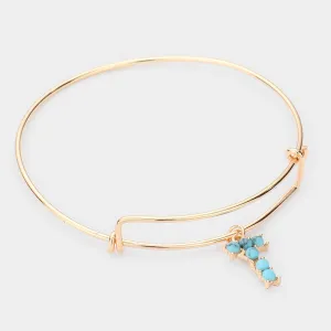 iLLASPARKZ -T- Turquoise Embellished Monogram Charm Bracelet