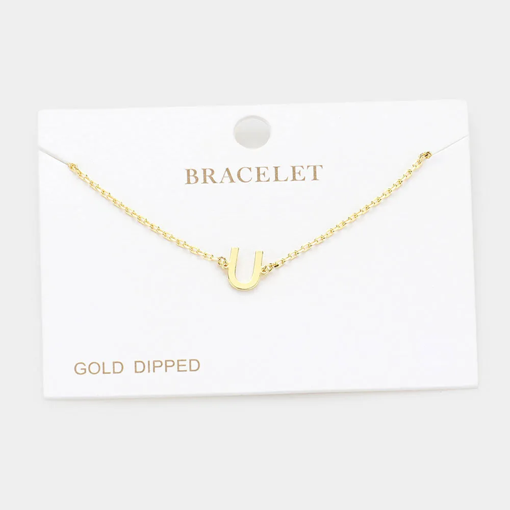 iLLASPARKZ -U- Gold Dipped Metal Monogram Charm Bracelet