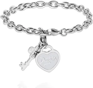 Inspirational Bracelets for Women Daughter Engraved Charm Heart Pendant Gifts for Mom Sister Grandma Gigi Friends Birthday Christmas Mother's Day Gifts