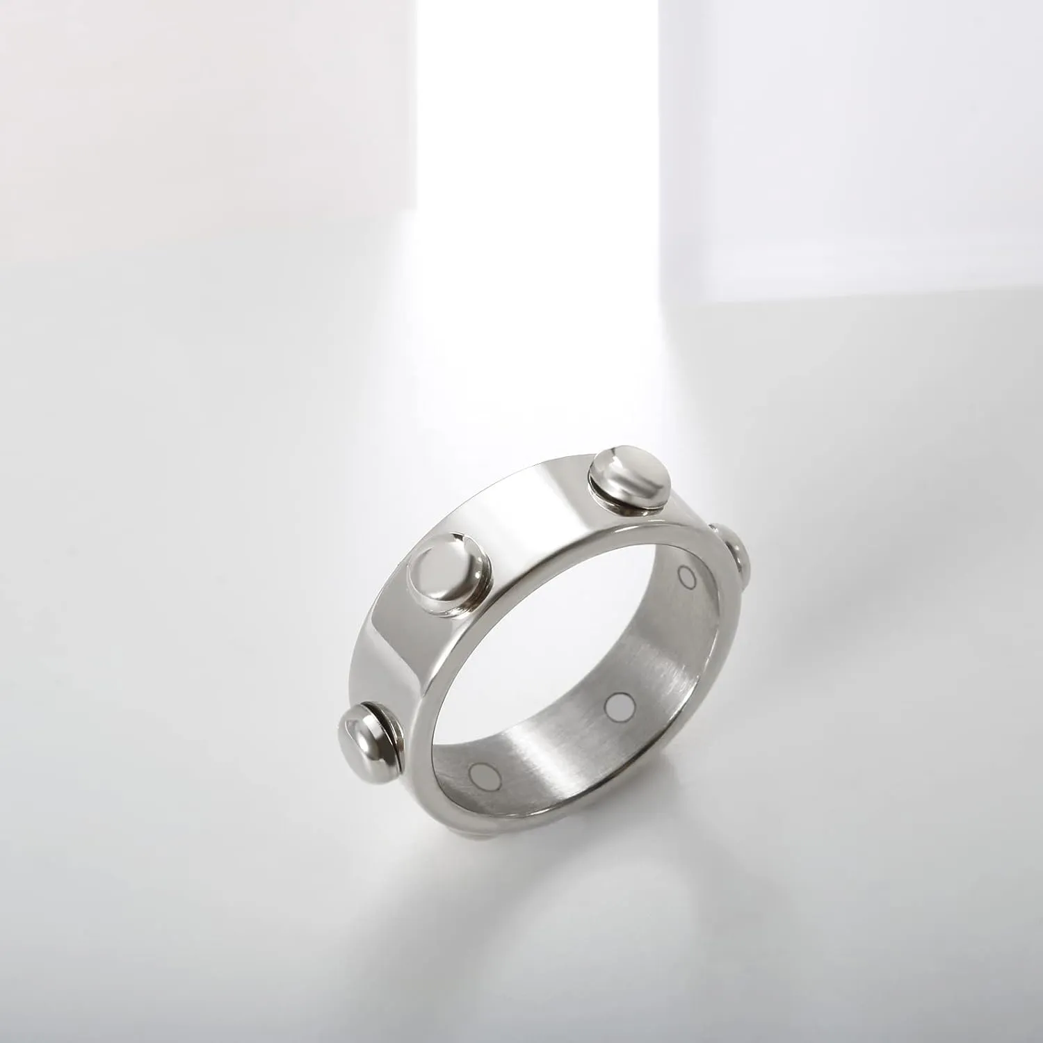 JINHUI Rings for Women, 18K Gold Plated Rivets Thick Womens Stacking Rings for Wedding Anniversary, Statement, Friendship Classic