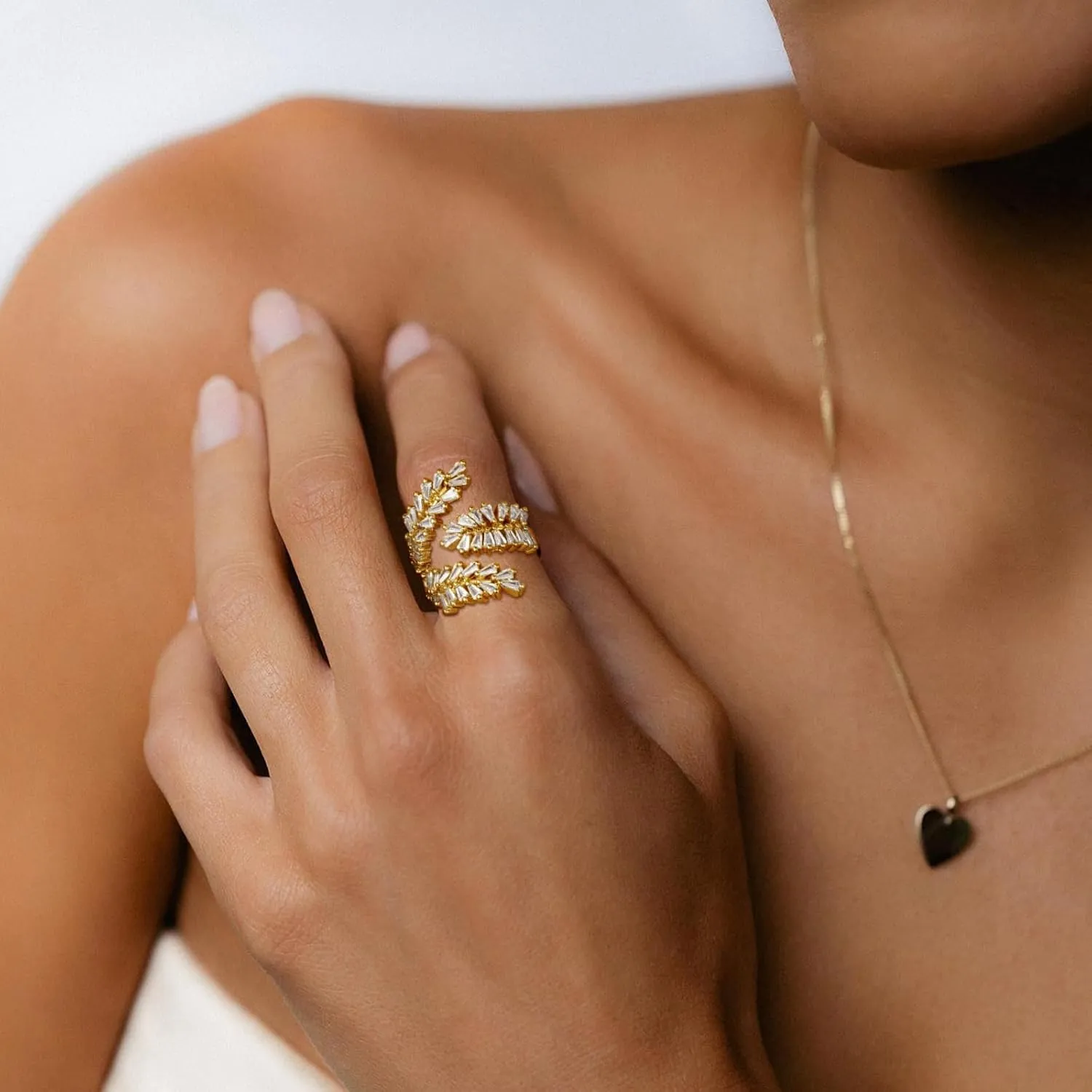 KissYan Gold Rings for Women, 14K Gold Plated Adjustable Statement Irregular Geometric Diamond Twisted Open Stackable Band Chunky Finger Rings Dainty Cubic Zirconia Jewelry Gifts