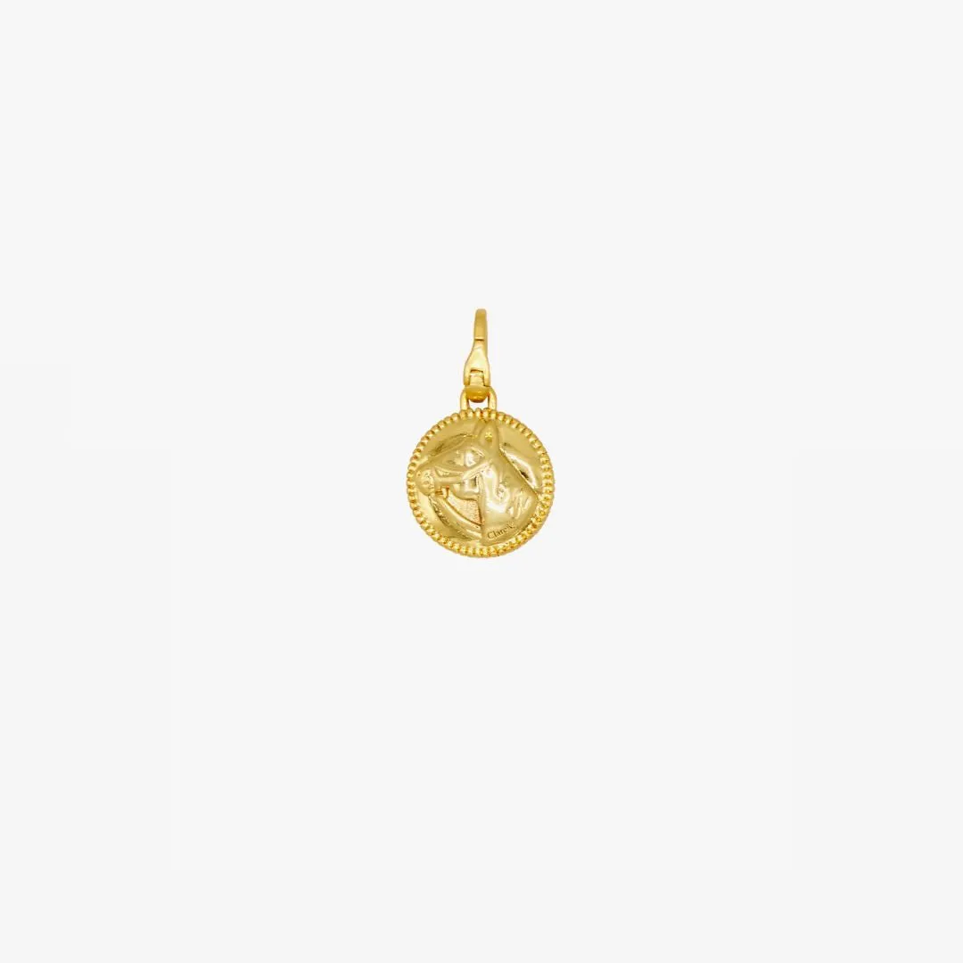 Le Chance Button Charm (Vintage Gold   Cobalt)