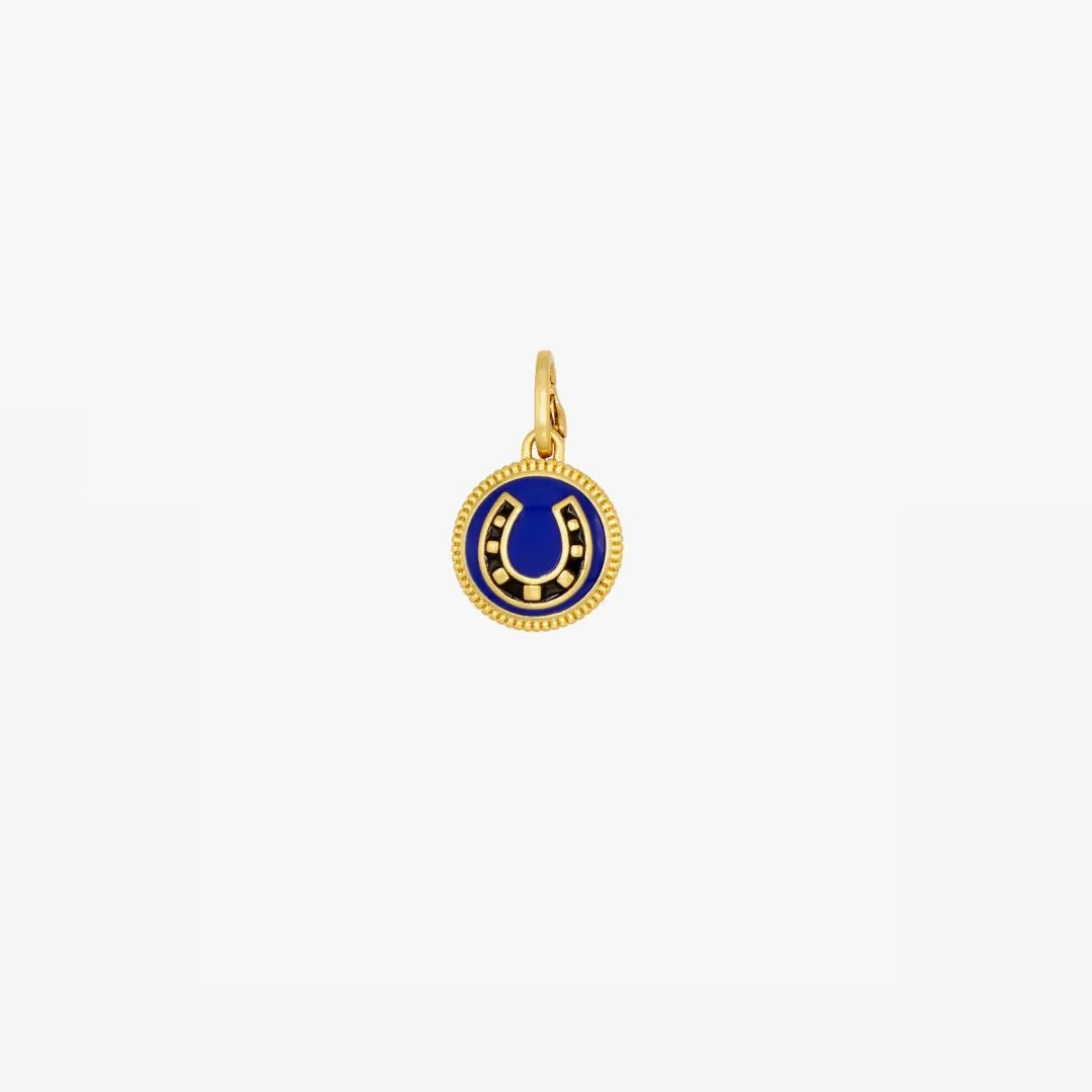 Le Chance Button Charm (Vintage Gold   Cobalt)
