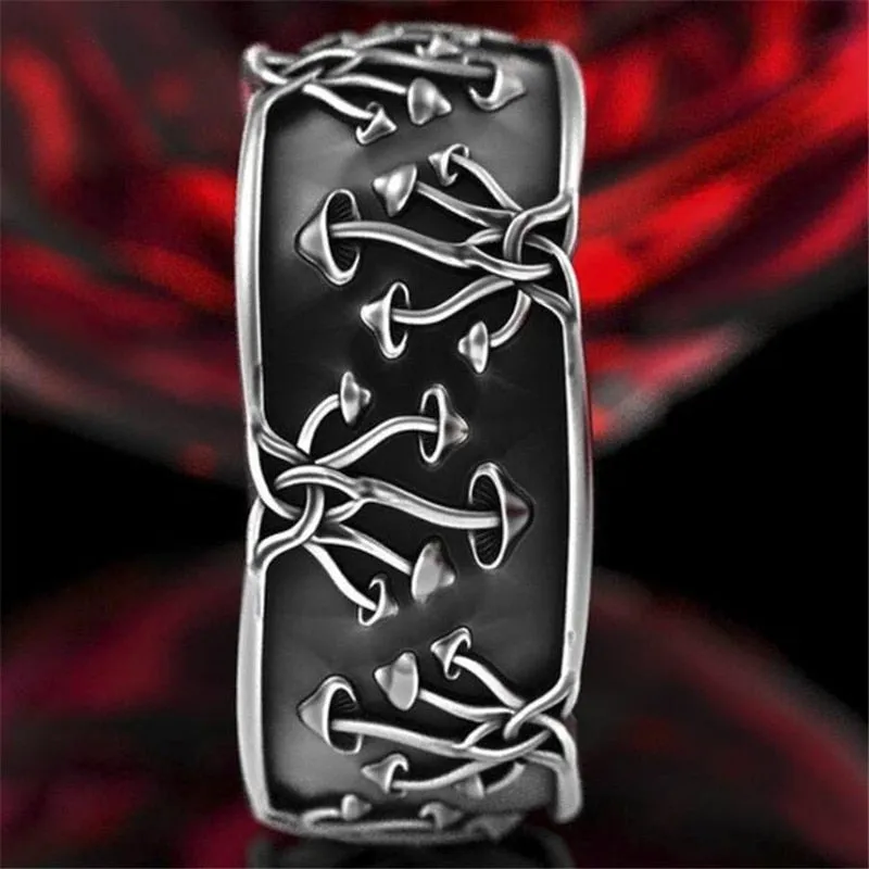 Men and Women Personality Creative Punk Style Mushroom Shaped Black Ring Casual Party Jewelry