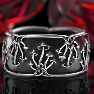 Men and Women Personality Creative Punk Style Mushroom Shaped Black Ring Casual Party Jewelry
