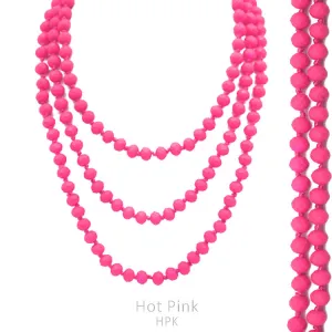*Neon Pink Beaded 60" Layering Necklace
