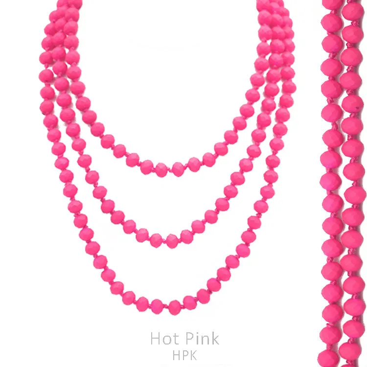 *Neon Pink Beaded 60" Layering Necklace
