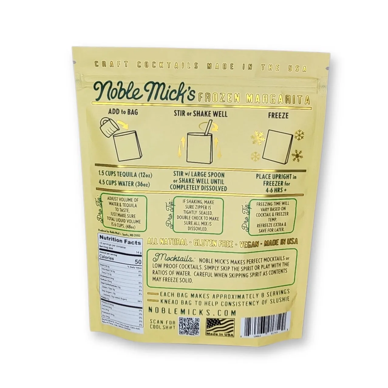 Noble Mick's Margarita Frozen Cocktail Bag
