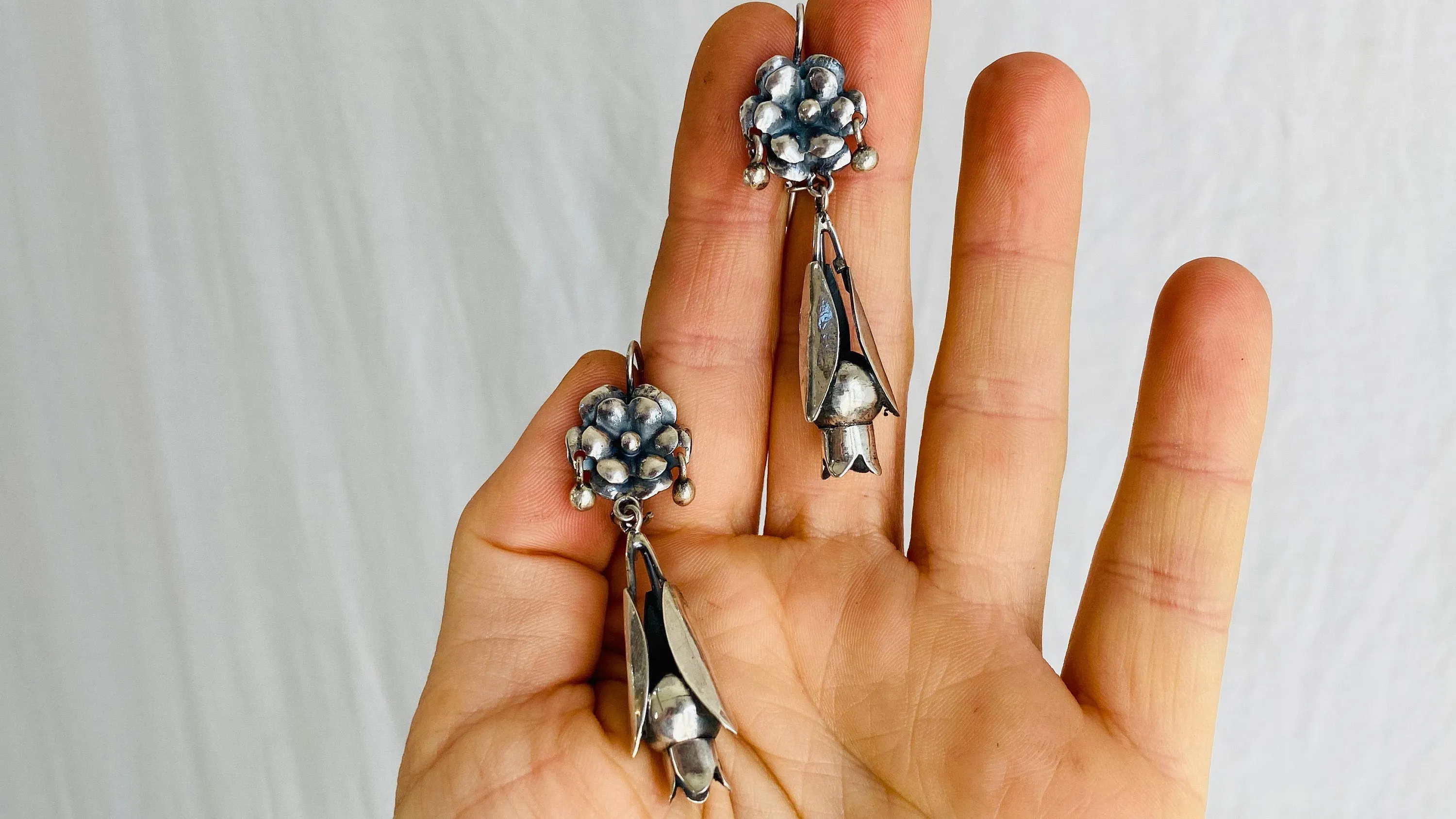Oaxacan Earrings. Pomegranates. Sterling Silver. Mexico. Frida Kahlo