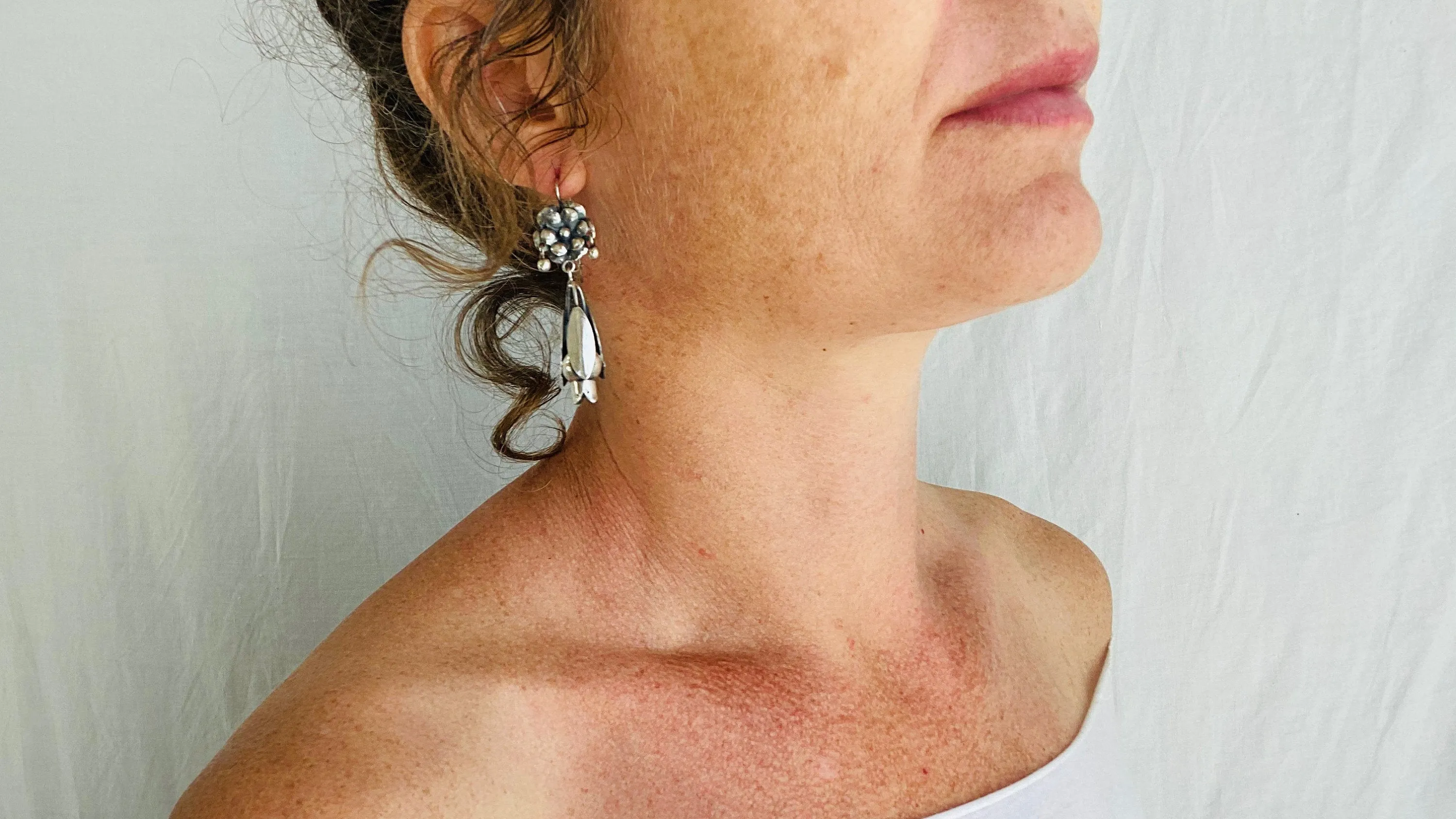 Oaxacan Earrings. Pomegranates. Sterling Silver. Mexico. Frida Kahlo