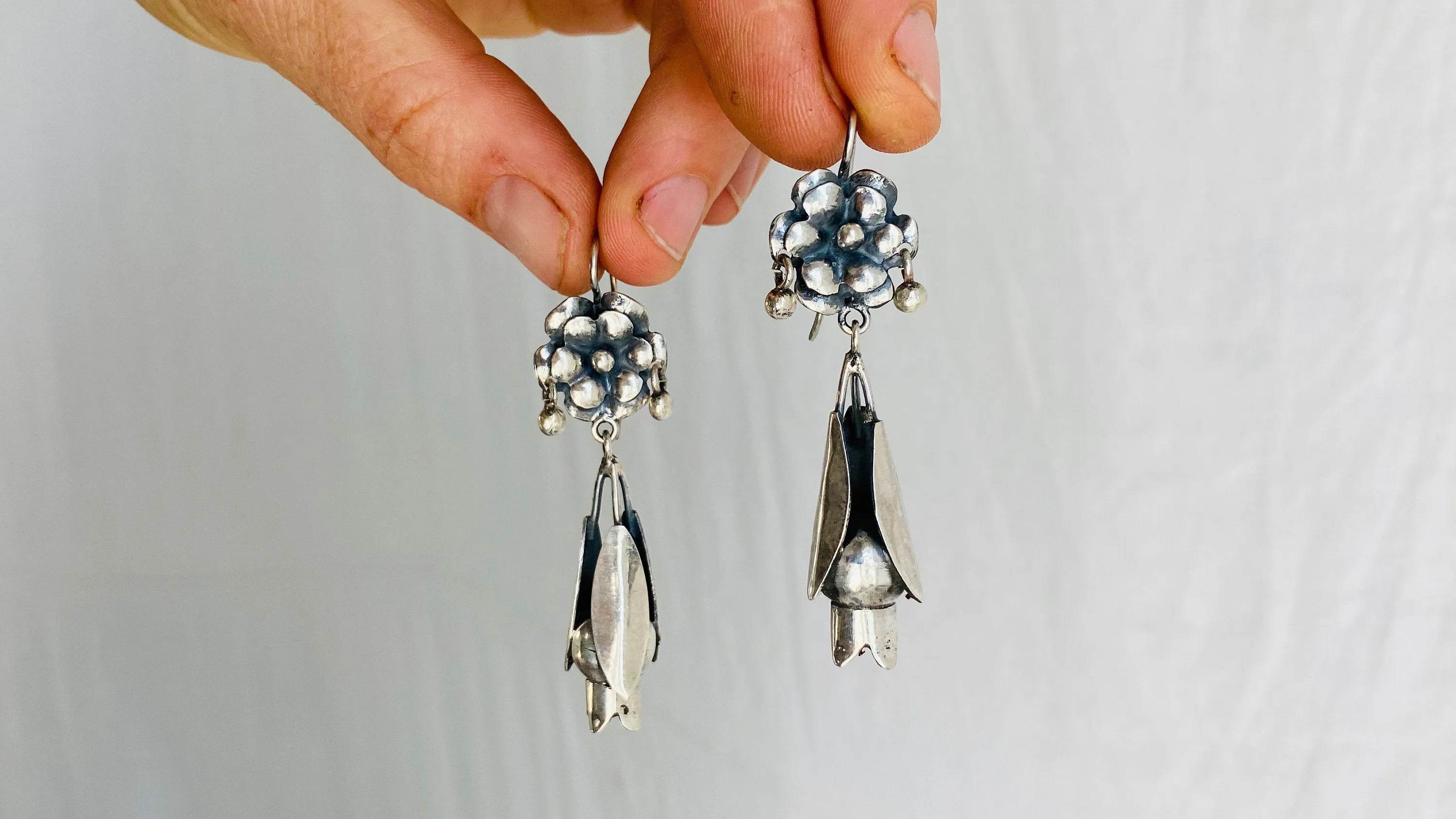 Oaxacan Earrings. Pomegranates. Sterling Silver. Mexico. Frida Kahlo