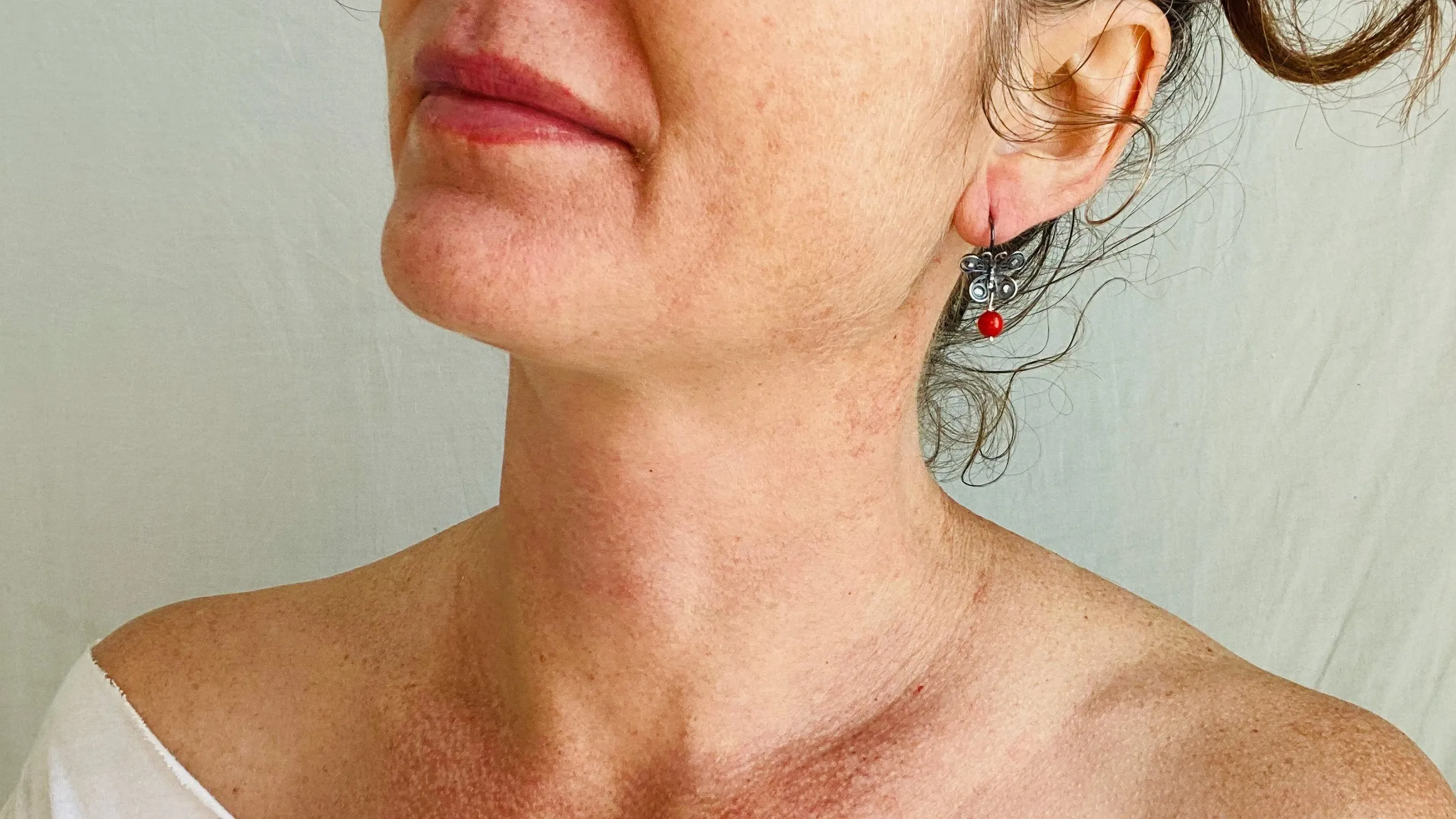 Oaxacan Filigree Earrings. Coral & Silver. Butterflies. Mexico. Frida Kahlo. 0242
