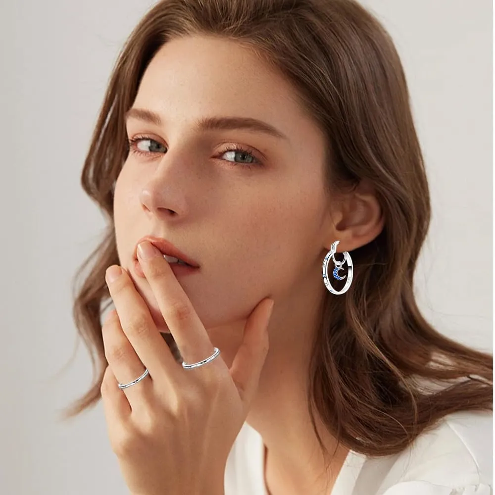 Parmuz 925 Sterling Silver Earrings Big Large Hoops for Women Ladies Lightweight Twisted Hoop Earrings With Cubic Zirconia Hypoallergenic Jewelry for Her