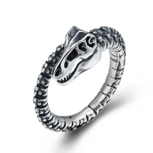 Retro Punk Domineering Metal Dinosaur Skeleton Open Rings for Men Cool Rock Street Party Biker Jewelry Birthday Gift