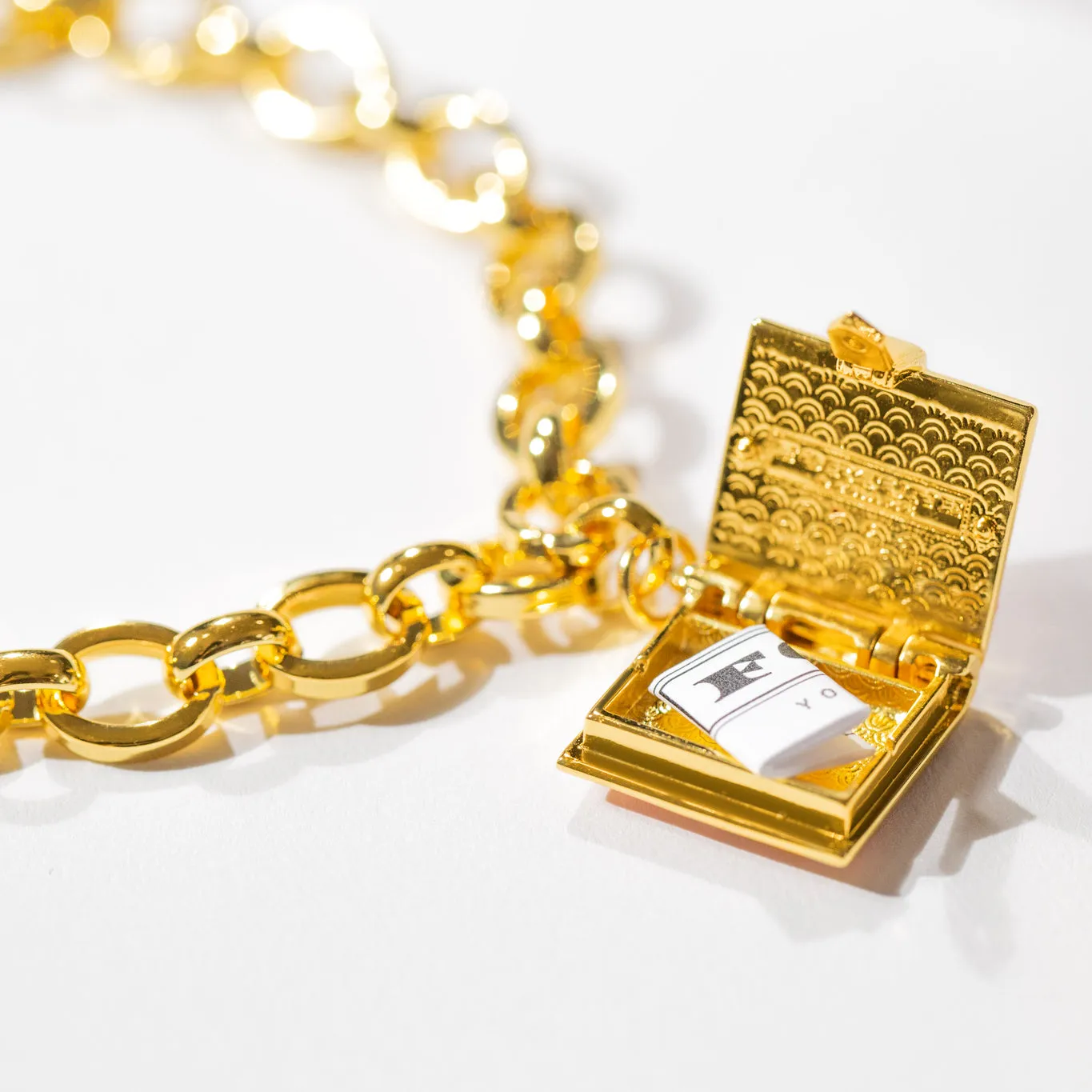Secret Diary Book Bracelet (Black) - Gold