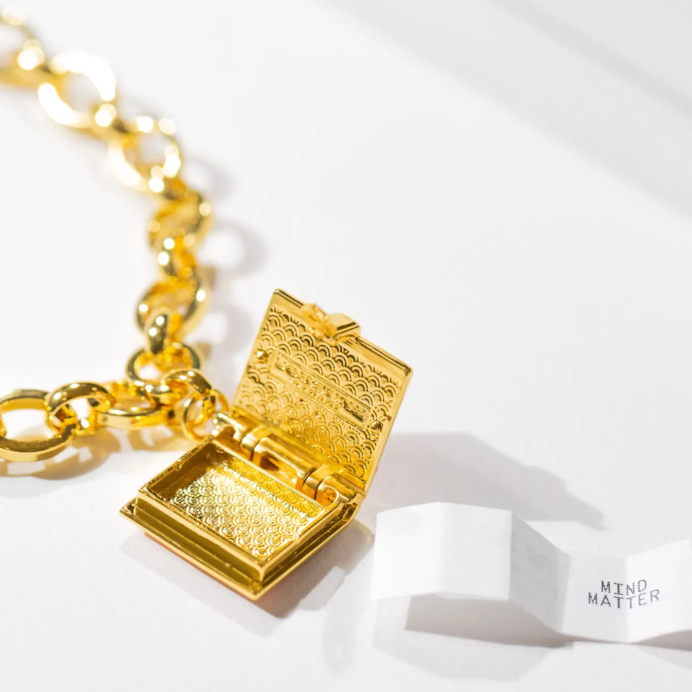Secret Diary Book Bracelet (Black) - Gold