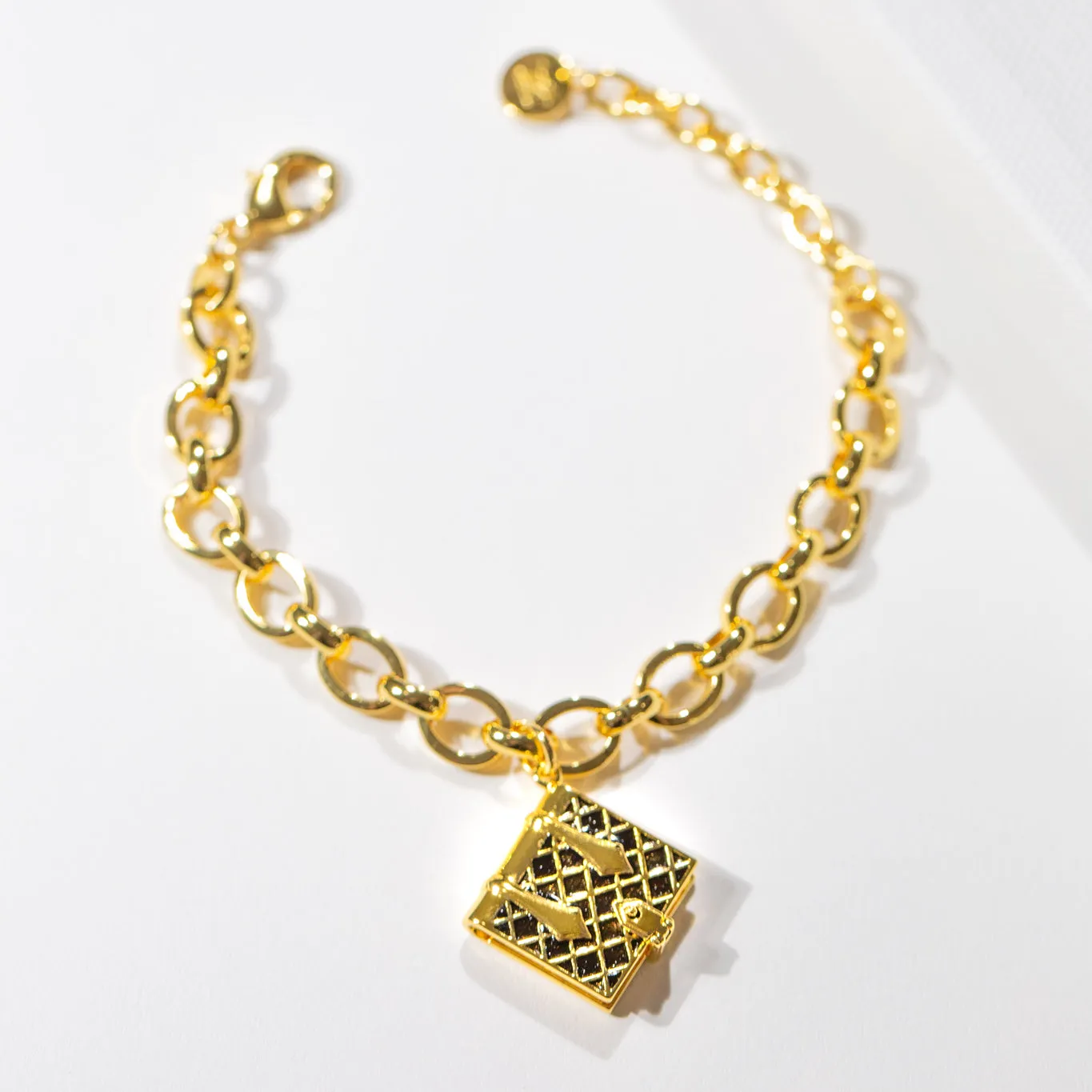 Secret Diary Book Bracelet (Black) - Gold