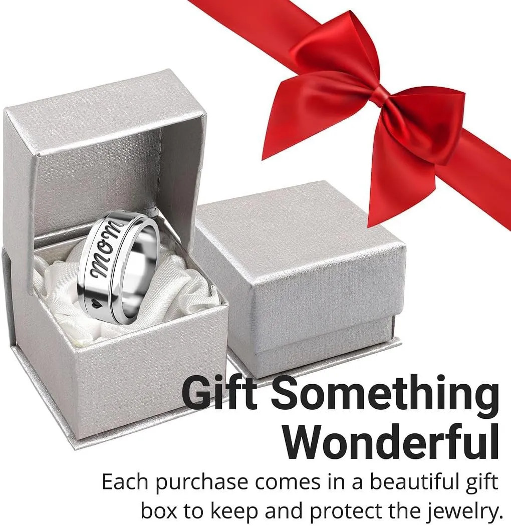 Shop LC 925 Sterling Silver Mom Spinner Ring Statement Boho Handmade Unique Jewelry for Men Women Anxiety Stress Reliving Ring Birthday Gifts for Women