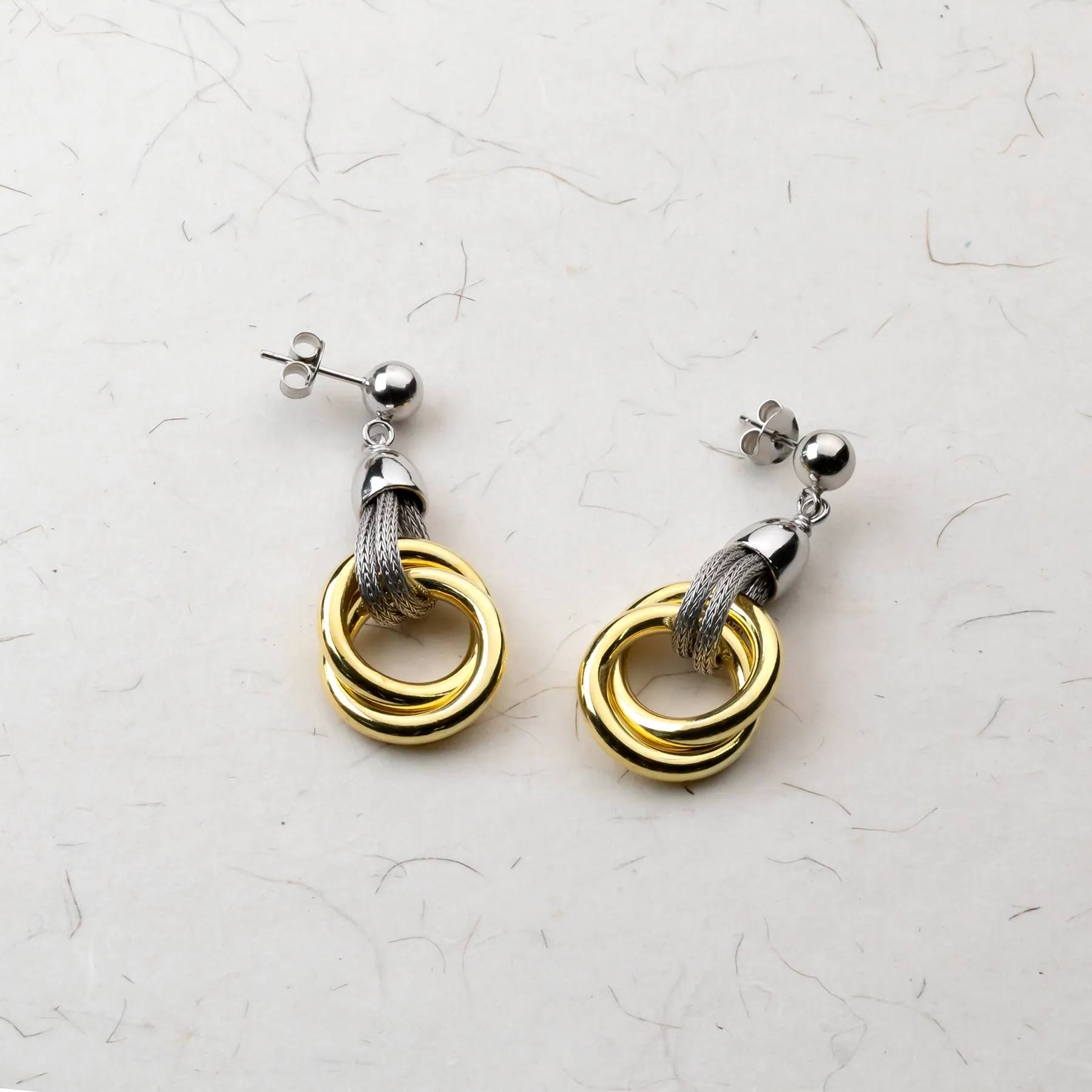 Silver & Gold Vermeil Double Circle Earrings